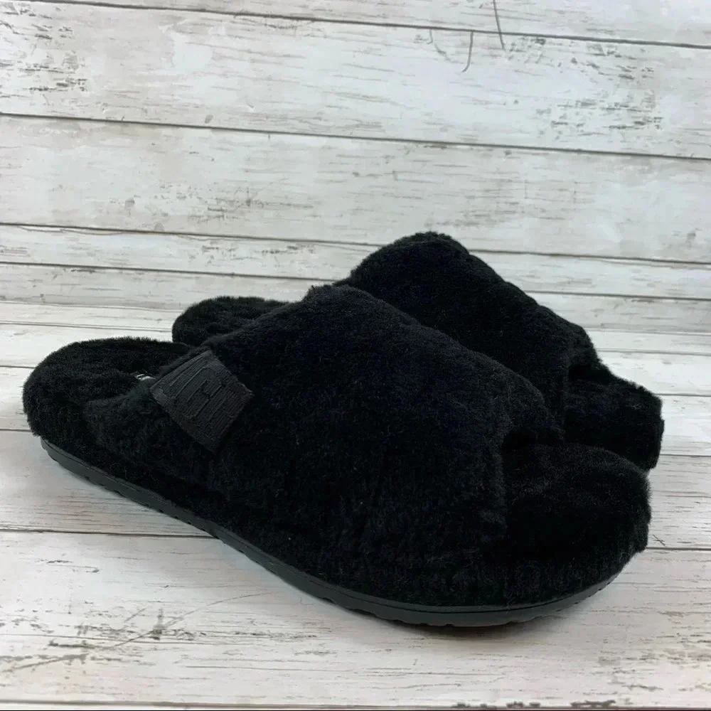 UGG Fluff You Black Slippers